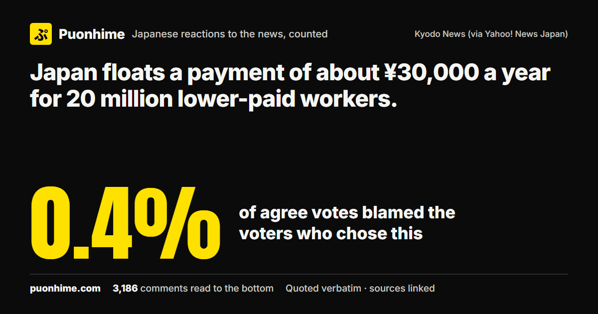 Japan floats a payment of about ¥30,000 a year for 20 million lower-paid workers. (note cover image)